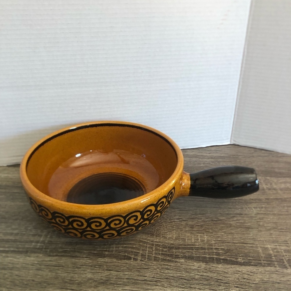 Vtg Landert Stoneware Fondue Pot